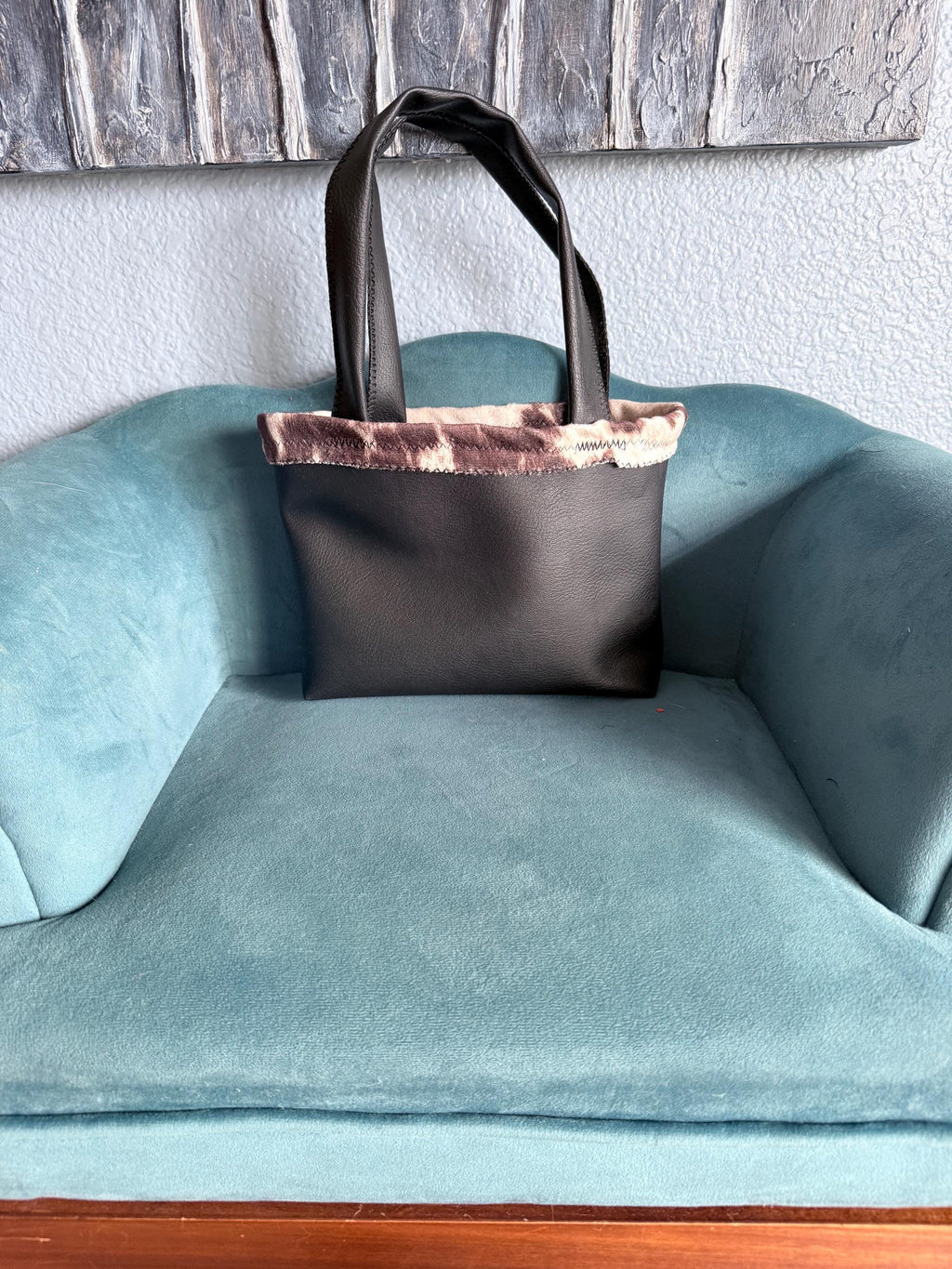 Handmade Black Faux Leather Tote Bag – Celestial Star Purse