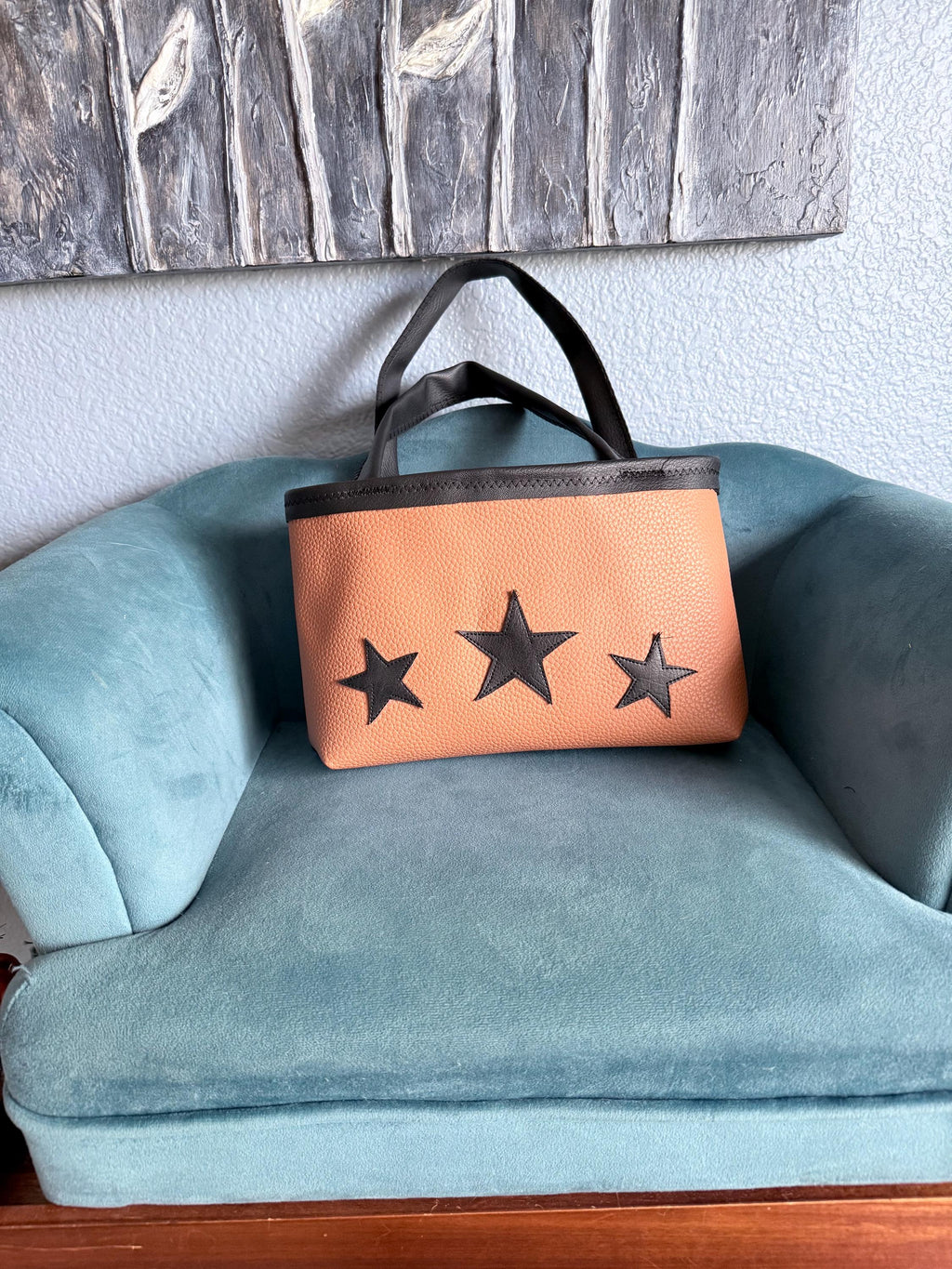 Brown and black flux leather star purse
