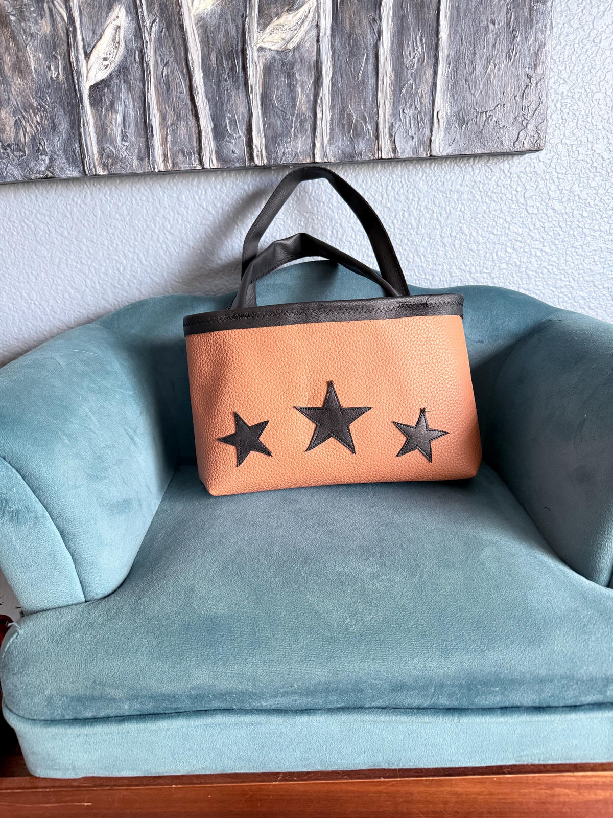 Brown and black flux leather star purse