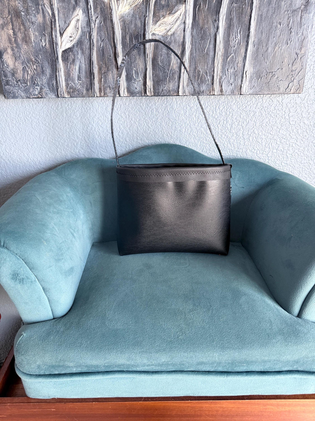 Blue and black skull purse