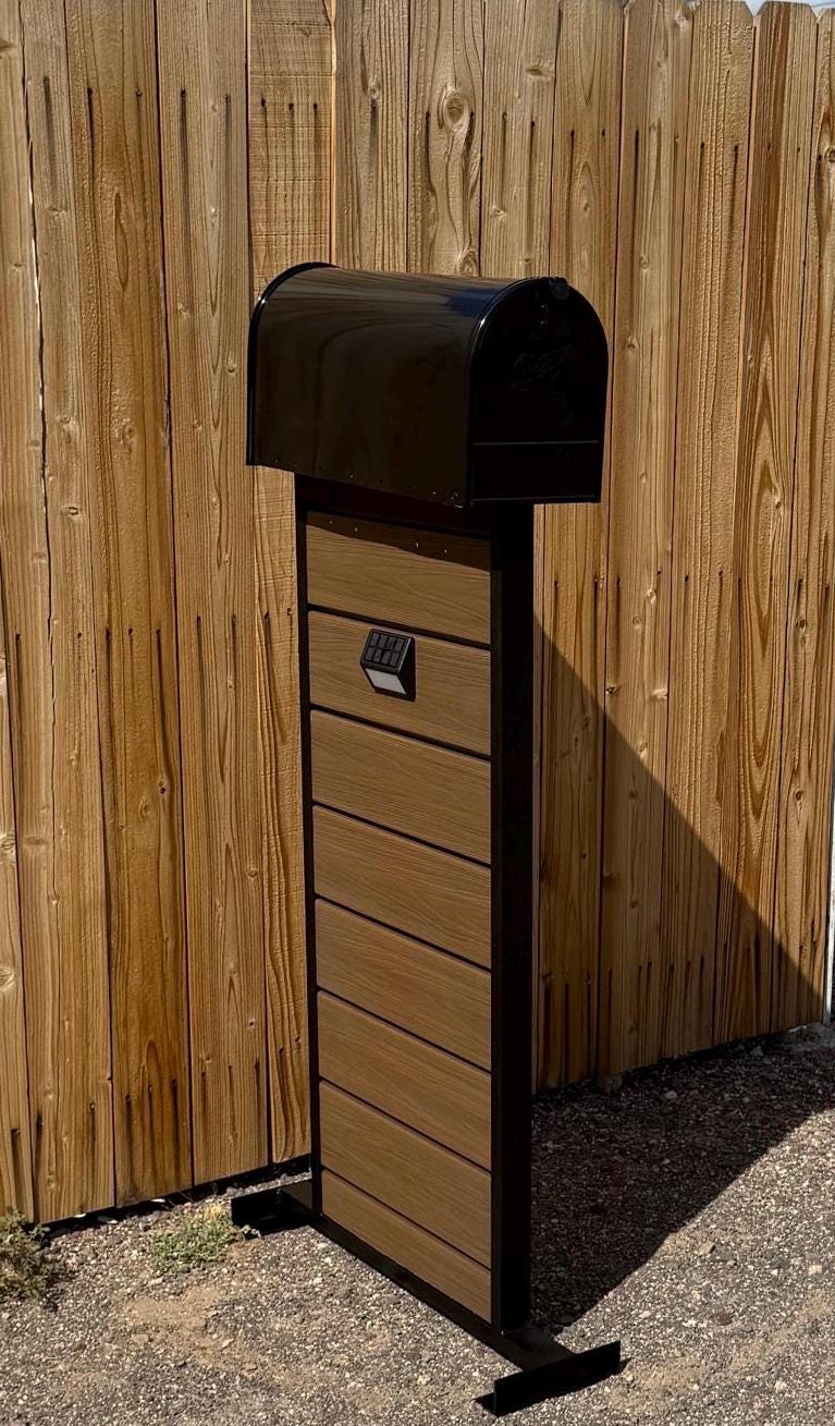 Custom Modern Mailbox Post | Steel & Composite Curb Appeal Stand (Personalized)