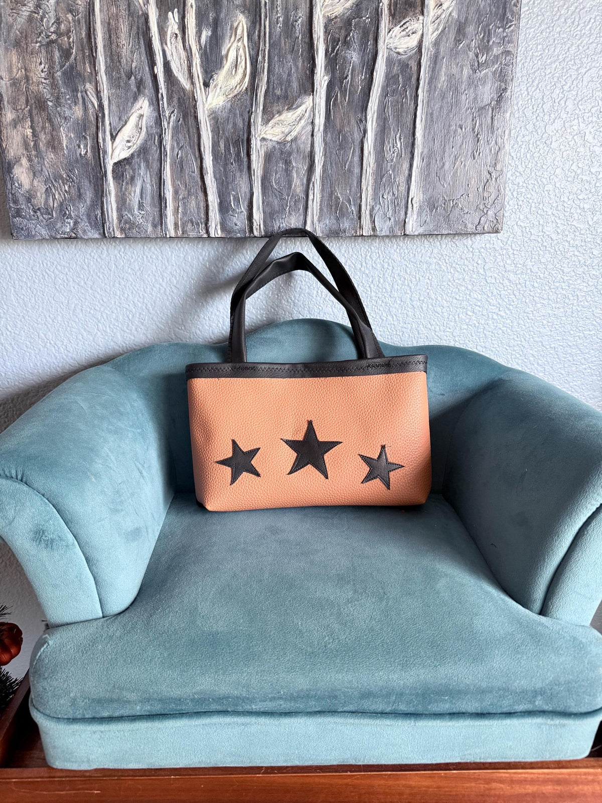 Brown and black flux leather star purse