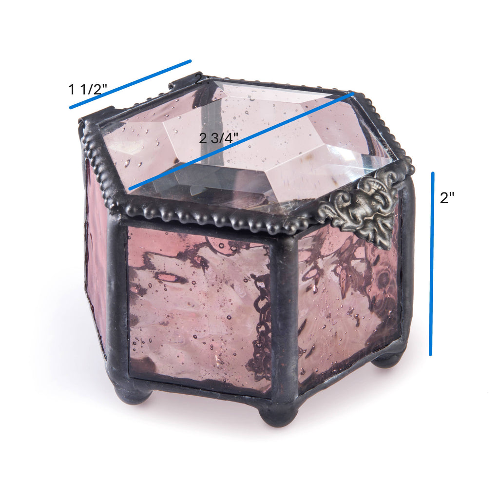 Jewelry Box Pink Rose Glass - Box 925 - Copper State Home + Iron