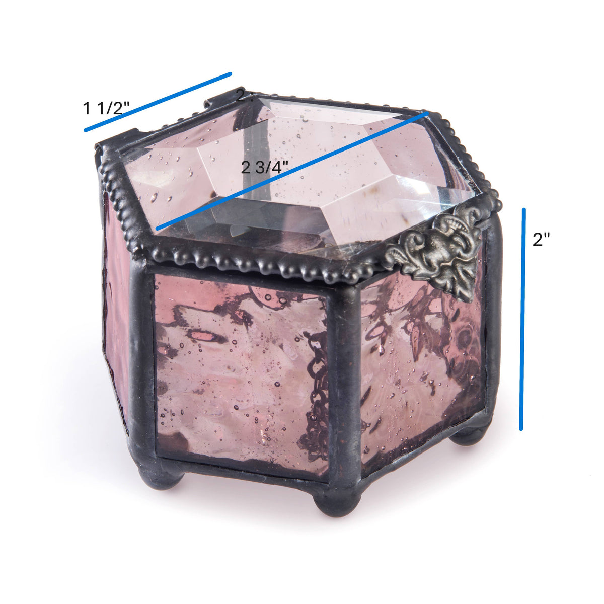 Jewelry Box Pink Rose Glass - Box 925 - Copper State Home + Iron