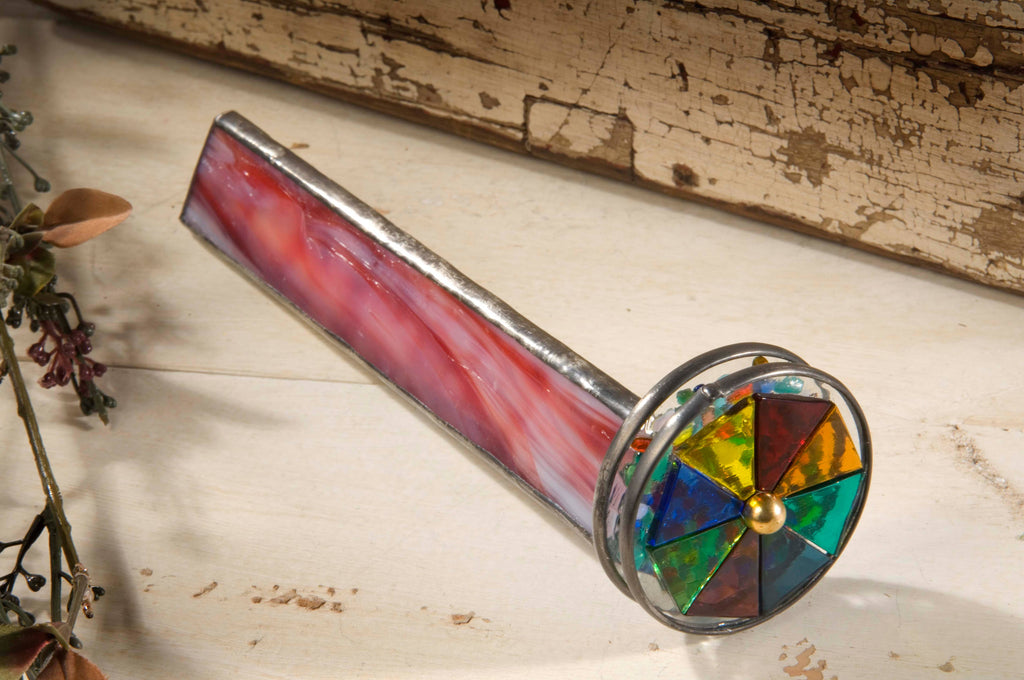 KAL 107 Red/White Opal Kaleidoscope - Double Wheel - Copper State Home + Iron