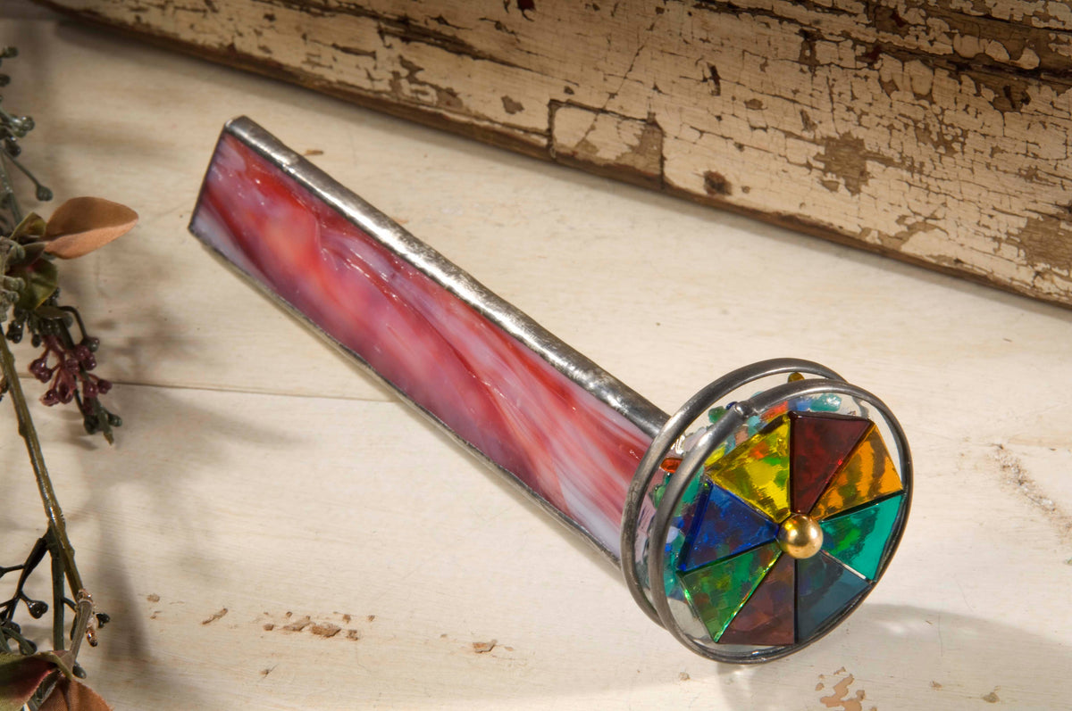 KAL 107 Red/White Opal Kaleidoscope - Double Wheel - Copper State Home + Iron