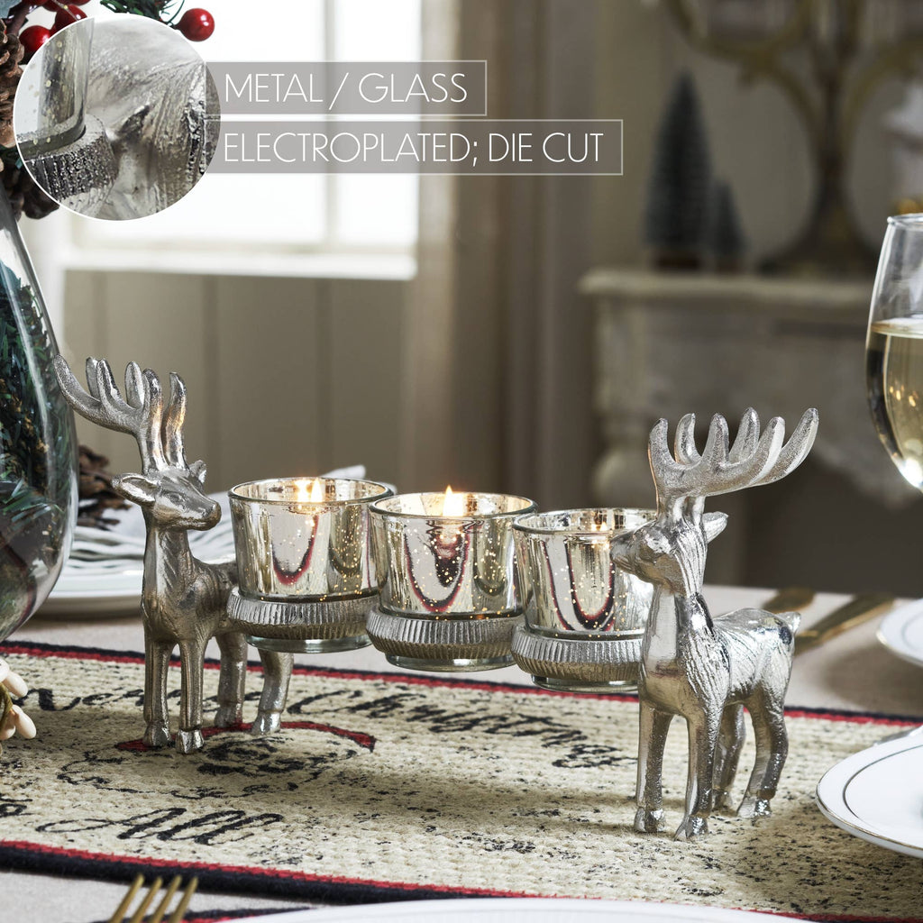 Metal Reindeer Mercury Glass Candle Holder Christmas Decor - Copper State Home + Iron