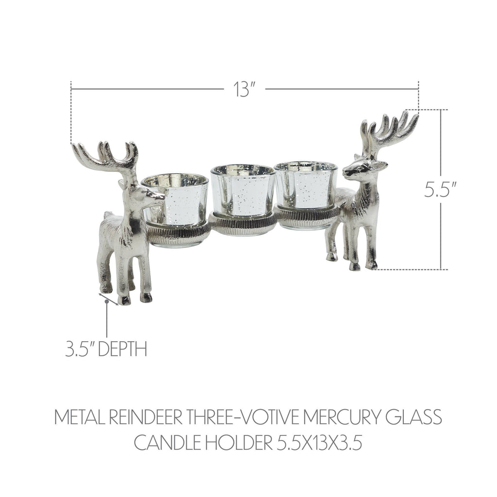 Metal Reindeer Mercury Glass Candle Holder Christmas Decor - Copper State Home + Iron