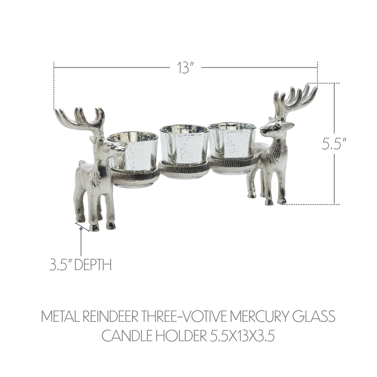 Metal Reindeer Mercury Glass Candle Holder Christmas Decor - Copper State Home + Iron