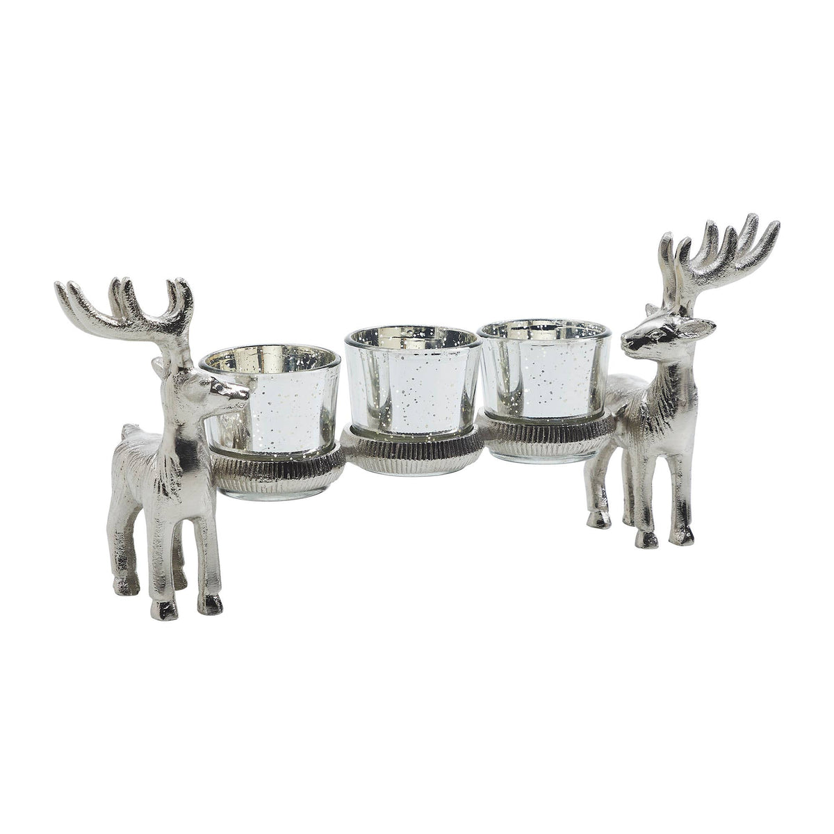 Metal Reindeer Mercury Glass Candle Holder Christmas Decor - Copper State Home + Iron