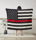 Red Lives Matter Flag Fire Department Faux Fur Throw Blanket - Copper State Home + Iron