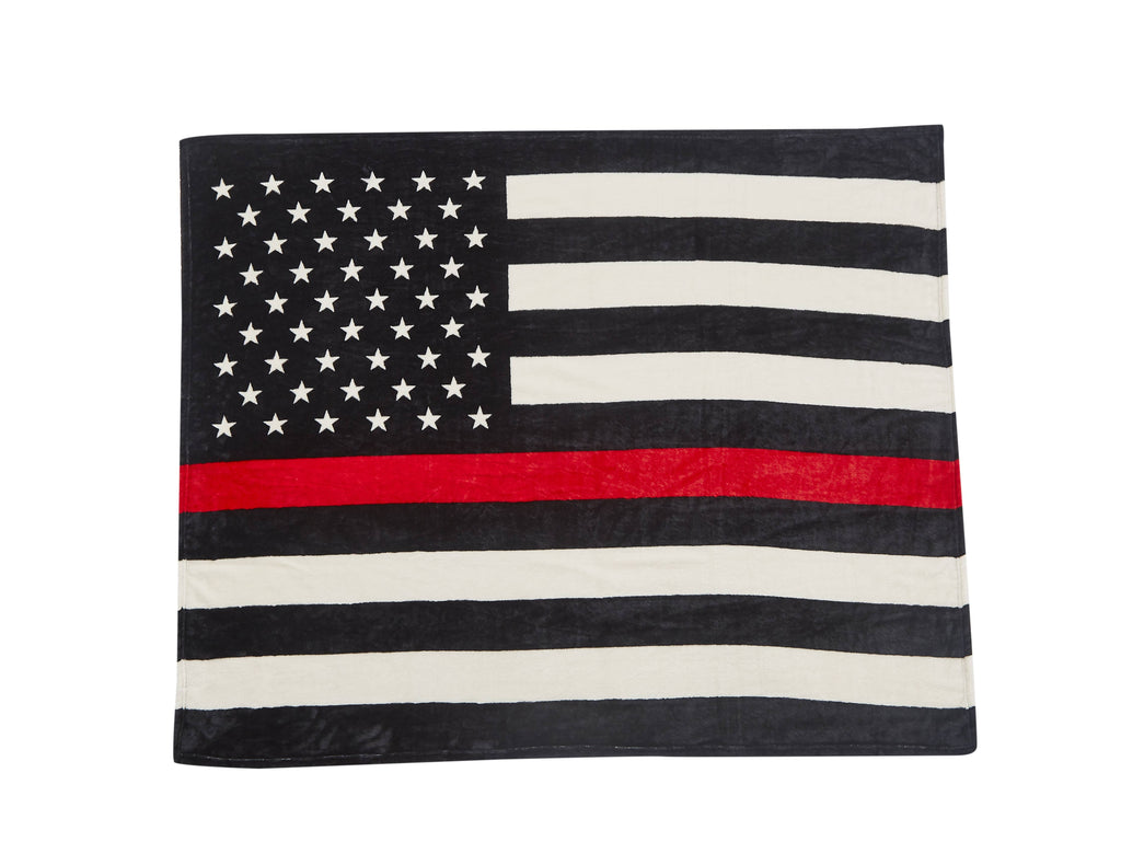 Red Lives Matter Flag Fire Department Faux Fur Throw Blanket - Copper State Home + Iron