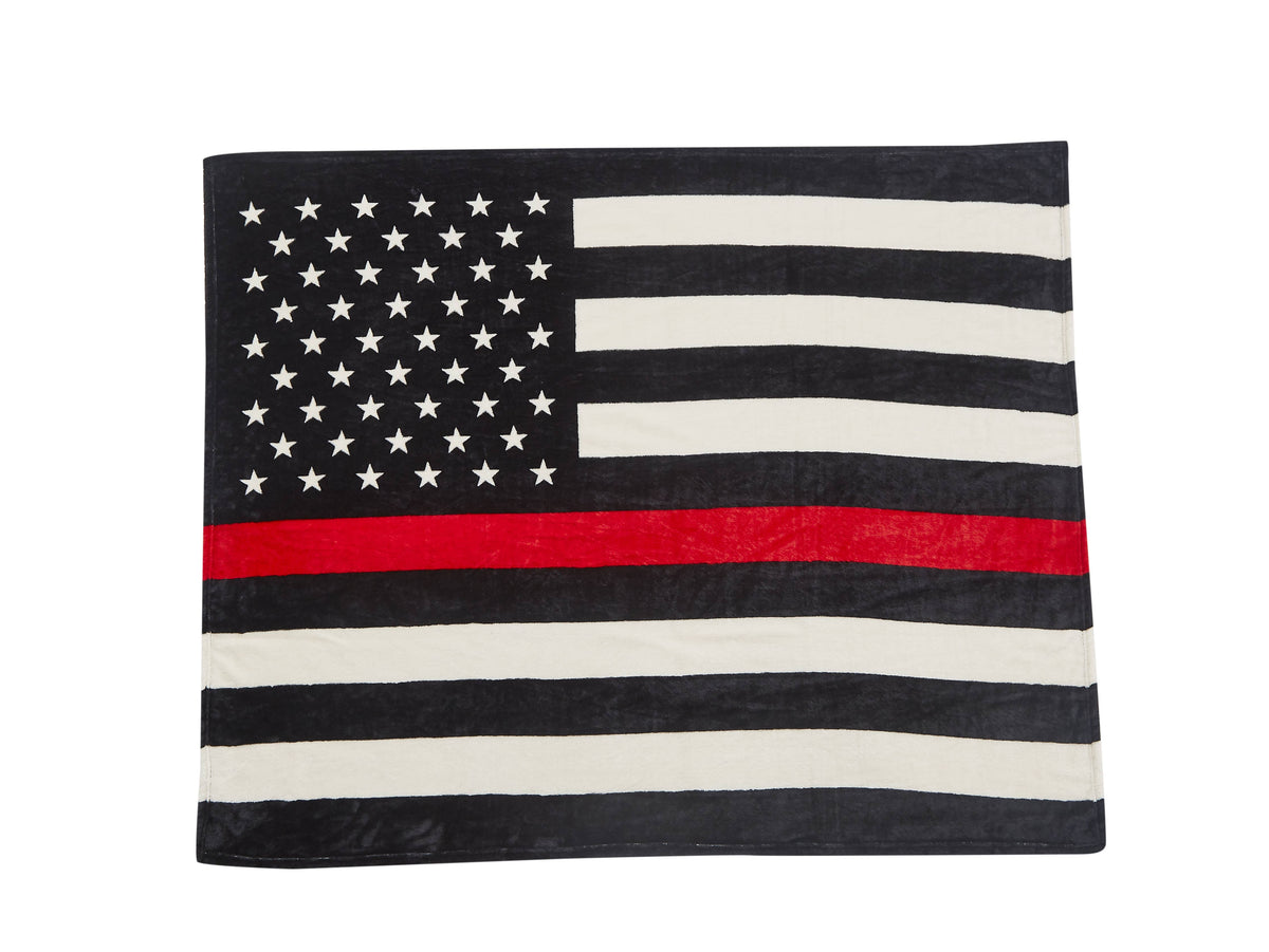 Red Lives Matter Flag Fire Department Faux Fur Throw Blanket - Copper State Home + Iron
