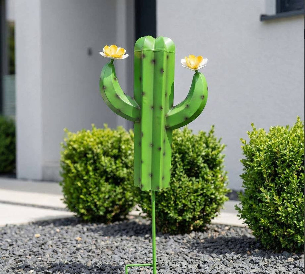 Saguaro Cactus Stake - Green - Floral Detail - Copper State Home + Iron