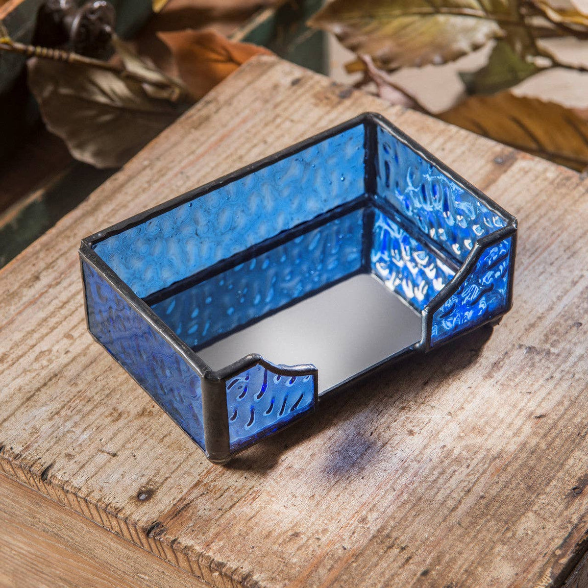 Stained Glass Business Card Holder Antique Vintage J Devlin - Copper State Home + Iron